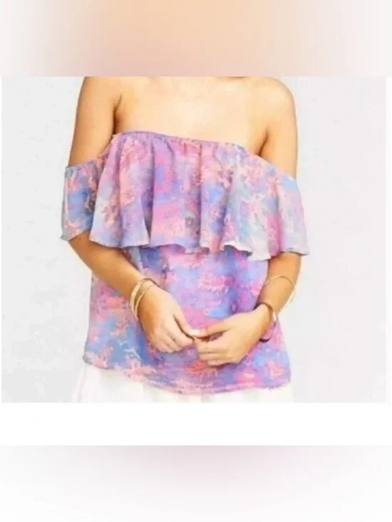 Show Me Your Mumu Women’s Off Shoulder Watercolor Floral Chiquita Top Size XS - Picture 1 of 7